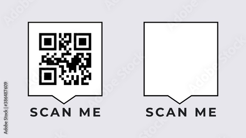 Scan qr mobile banner. Empty and filled scope digital code with technology of identifying goods online.