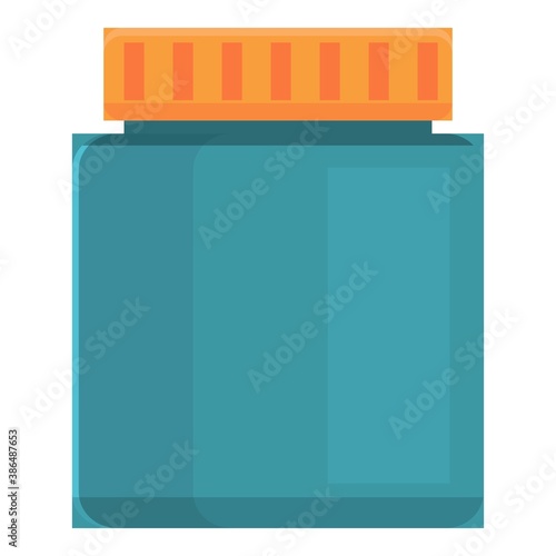 Vegan protein jar icon. Cartoon of vegan protein jar vector icon for web design isolated on white background