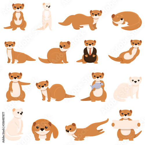 Mink icons set. Cartoon set of mink vector icons for web design