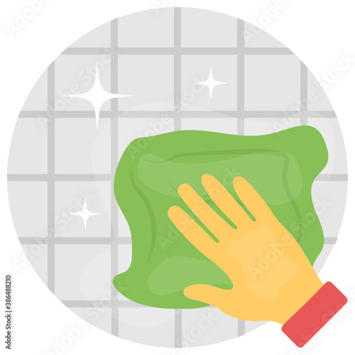 
Hand holding a fabric duster and rubbing it over tiles, notion for tiles cleaning icon
