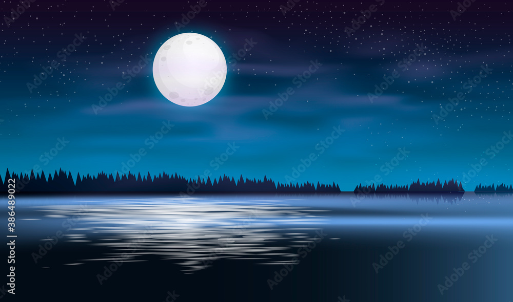 Ocean or sea. sky with clouds and reflection of light in the water surface. Cartoon illustration. Ocean or sea. sky with clouds and reflection of light in the water surface. Cartoon illustration.