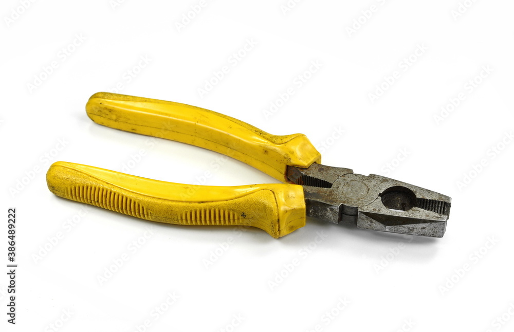 Old rusty pliers on white background. Old rusty pliers on white background.