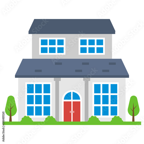 
A house with huge exterior and tilting roof having lots of windows, airey house 
