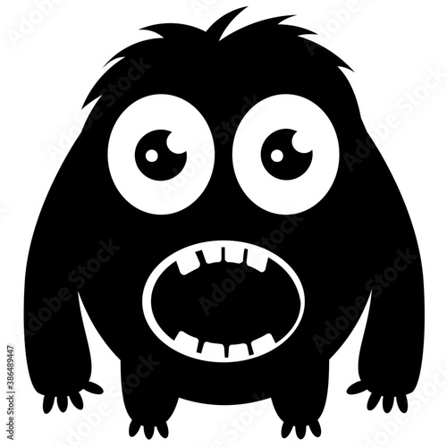 
zombie monster and big screaming mouth, argus panoptes flat icon 
