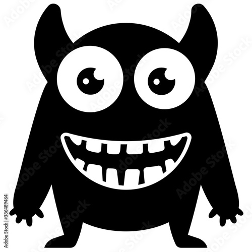 
zombie monster and big screaming mouth, argus panoptes flat icon 
