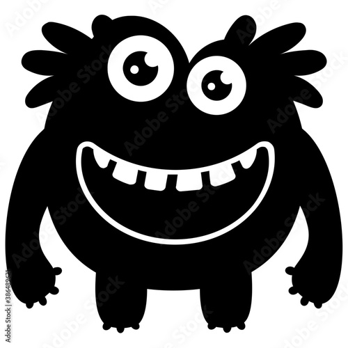 
zombie monster and big screaming mouth, argus panoptes flat icon 
