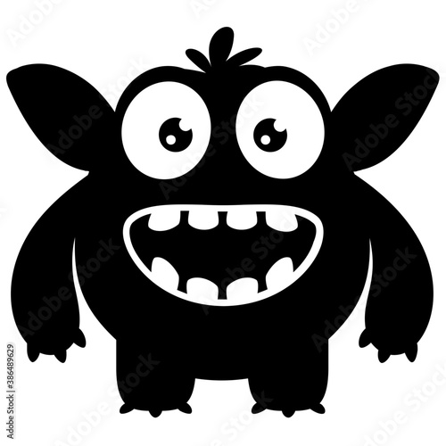 
zombie monster and big screaming mouth, argus panoptes flat icon 
