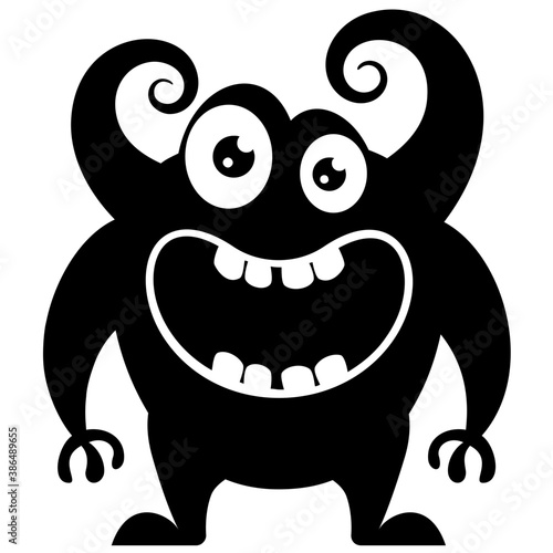 
zombie monster and big screaming mouth, argus panoptes flat icon 
