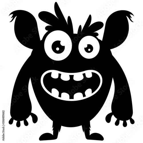 
zombie monster and big screaming mouth, argus panoptes flat icon 
