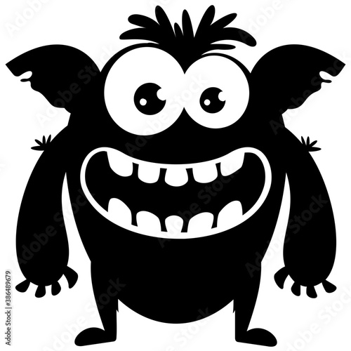 
zombie monster and big screaming mouth, argus panoptes flat icon 
