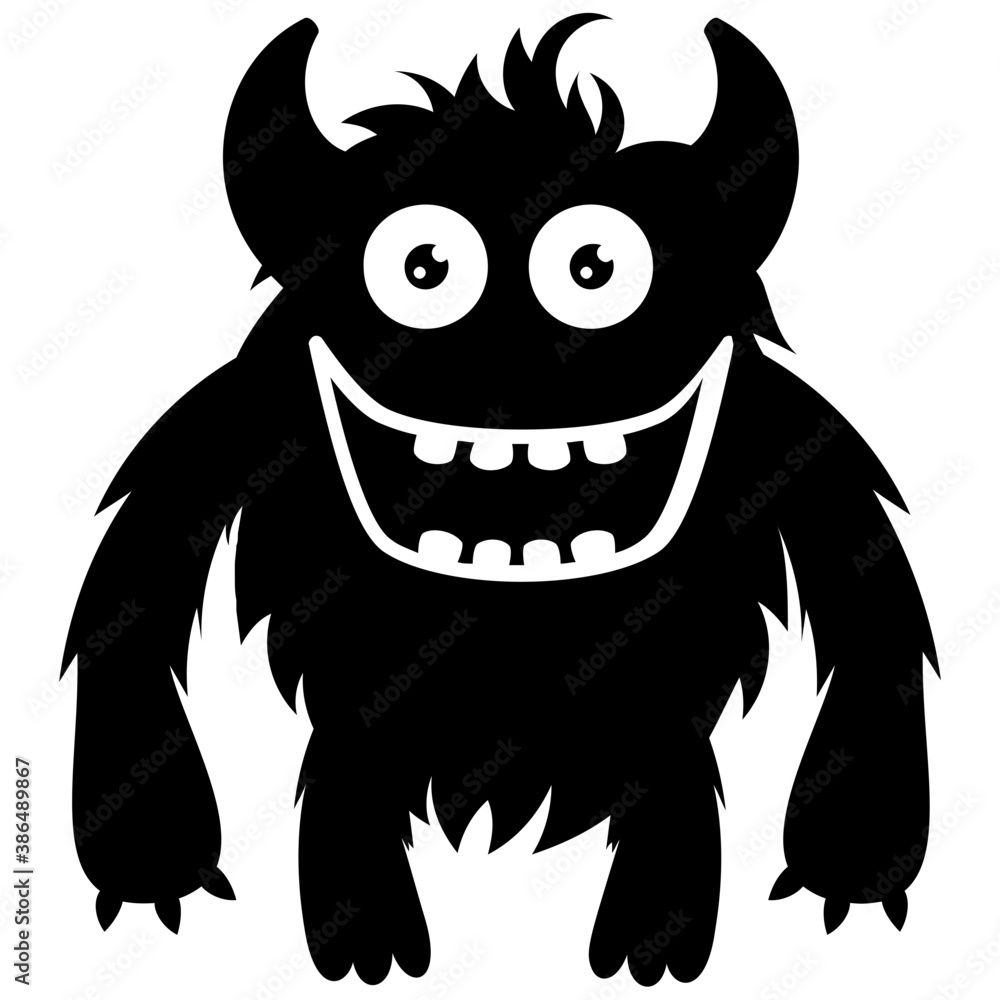 Fototapeta premium zombie monster and big screaming mouth, argus panoptes flat icon 