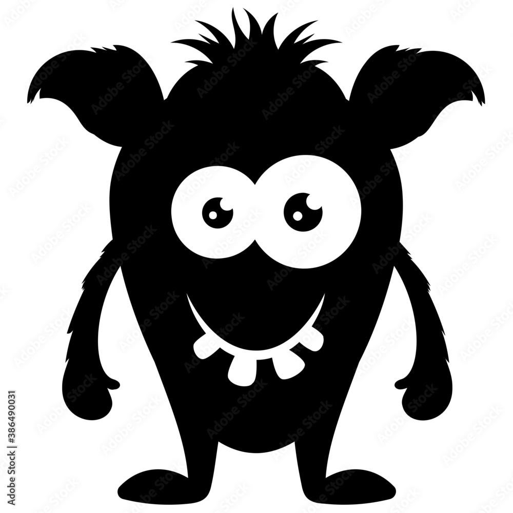 Fototapeta premium big ears alien monster with scaring expressions 