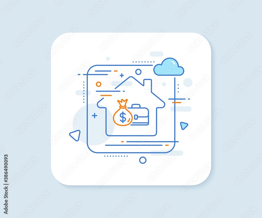 Business case line icon. Abstract vector button. Portfolio and Salary symbol. Diplomat with Money bag sign. Salary line icon. Home concept badge. Vector Business case line icon. Abstract vector button. Portfolio and Salary symbol. Diplomat with Money bag sign. Salary line icon. Home concept badge. Vector