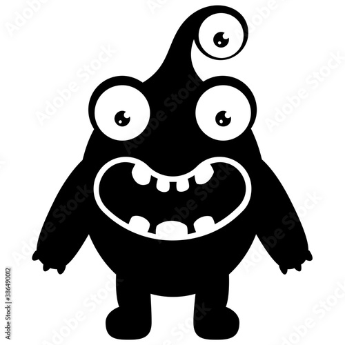 
zombie monster and big screaming mouth, argus panoptes flat icon 
