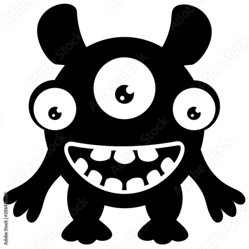 
zombie monster and big screaming mouth, argus panoptes flat icon 
