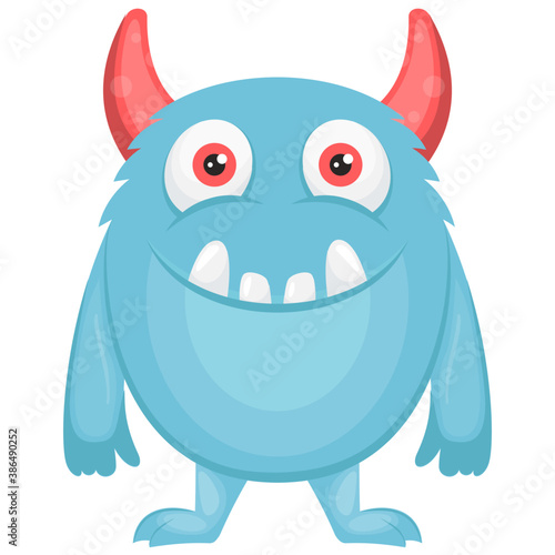 
A cartoon creature with fearful face and gestures having big horrible yes, creepy cartoon character monster 
