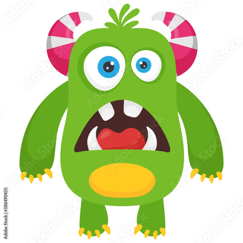 

zombie monster and big screaming mouth, argus panoptes flat icon 

