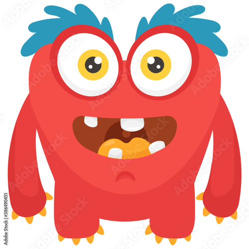 

zombie monster and big screaming mouth, argus panoptes flat icon 
