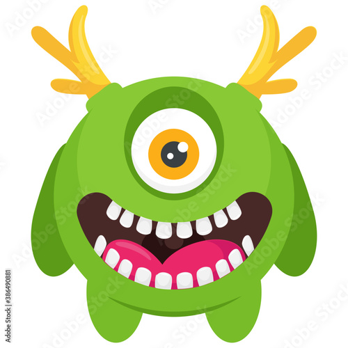 

zombie monster and big screaming mouth, argus panoptes flat icon 
