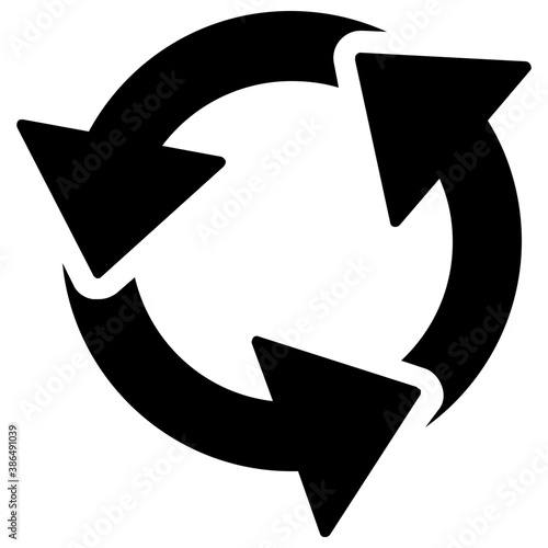  Three arrows where each head attached with the end of the other, icon for recycling symbol 
