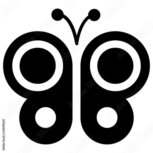 
Insect with decorative feathers and antenna, icon for butterfly 
