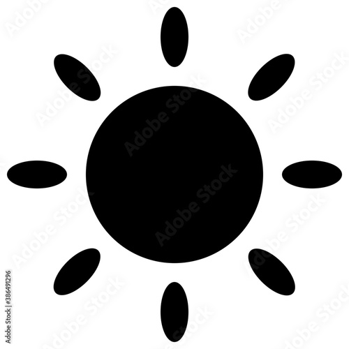 
Circle surrounded by rays denoting sun icon 
