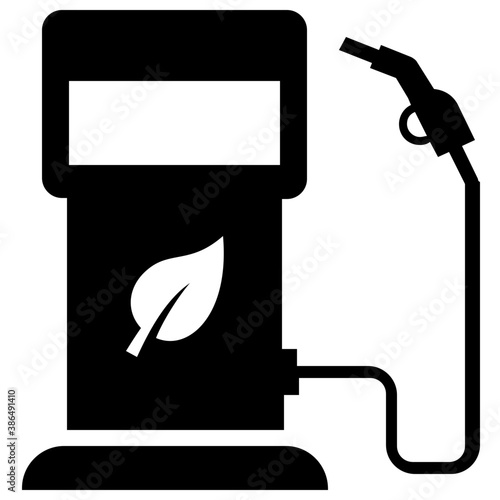 
Fuel dispenser with gun showcasing biofuel icon
