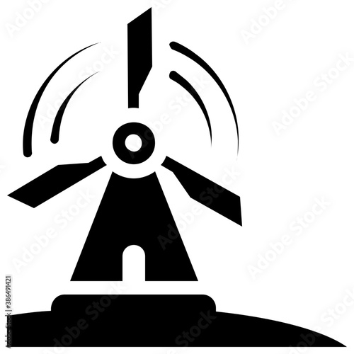 
Wind turbine with revolving feathers sensing wind energy icon
