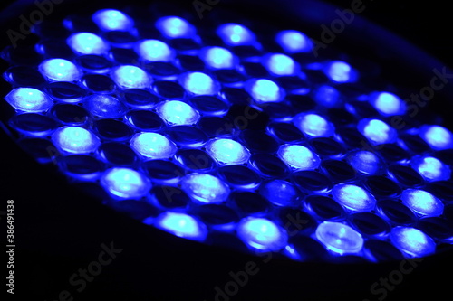 Fotografija LED PAR Light background,Close up of LED lighting equipment, LED forstage professional lighting device colored