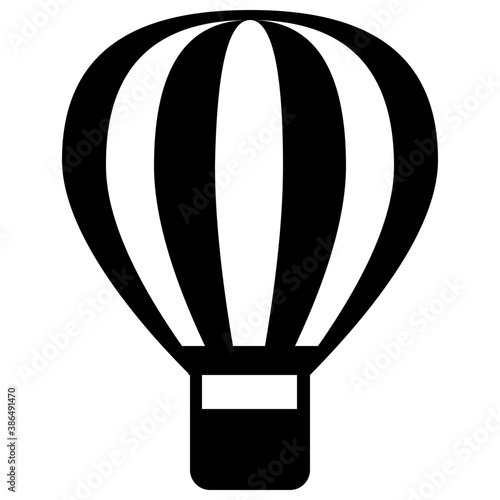 
Striped hot balloon with basket denoting air balloon icon
