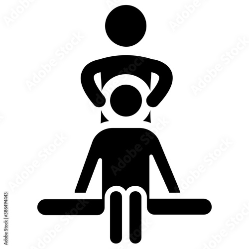 
Human avatar pointing towards the person laying in front, denoting body massage icon 
