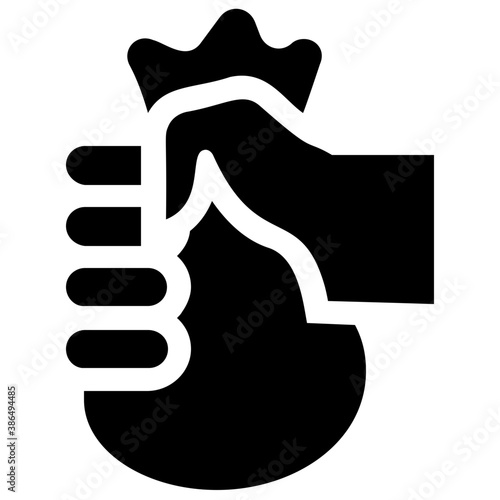  Hand holding sack to offer payment icon 