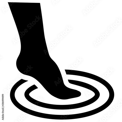 
Service hand lifting human foot to give foot massage notion 
