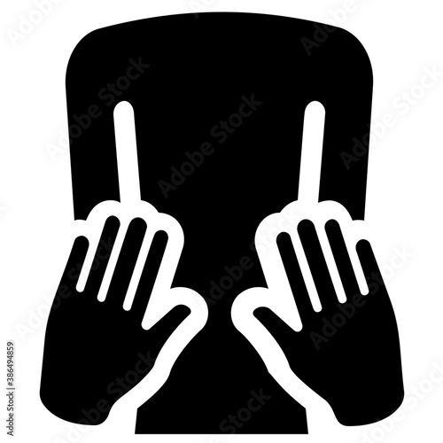 
Hands pressing the backside of human showcasing thai massage icon
