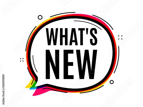 Whats new symbol. Speech bubble vector banner. Special offer sign. New arrivals symbol. Thought or dialogue speech balloon shape. Whats new chat think bubble. Infographic cloud message. Vector
