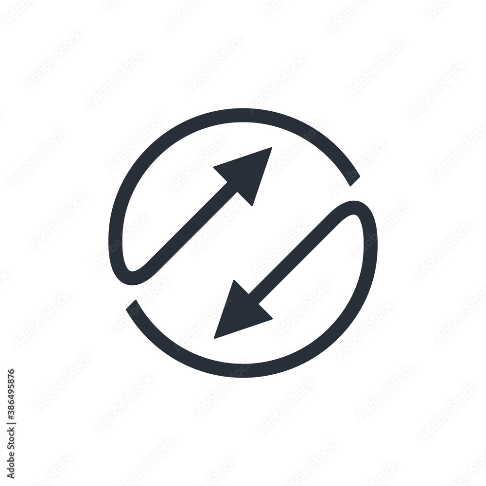 Arrows break directions. Path change concept. Vector linear icon isolated on white background. Arrows break directions. Path change concept. Vector linear icon isolated on white background.