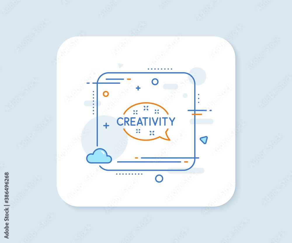 Creativity speech bubble line icon. Abstract square vector button. Graphic art sign. Inspiration symbol. Creativity line icon. Quality concept badge. Vector Creativity speech bubble line icon. Abstract square vector button. Graphic art sign. Inspiration symbol. Creativity line icon. Quality concept badge. Vector