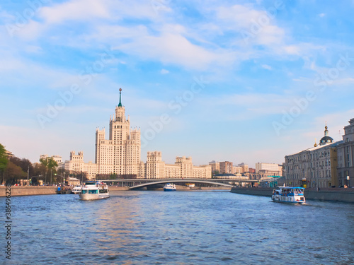 Kotelnicheskaya Embankment Building. View from Moscow River