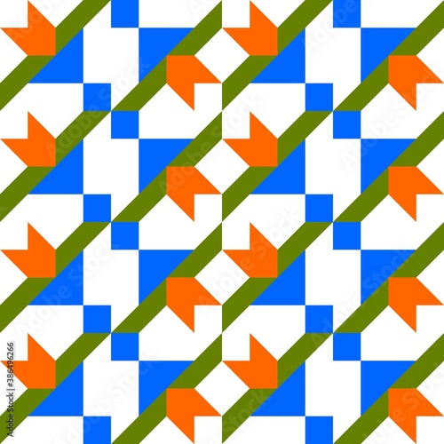 Barn quilt pattern, Quilting blocks, Patchwork design, Abstract geometric tile Vector illustration