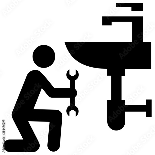
Bowl with tap and two faucets on both sides making icon for wash basin icon
