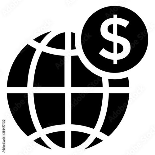 
Globe with dollar sign denoting global money icon
