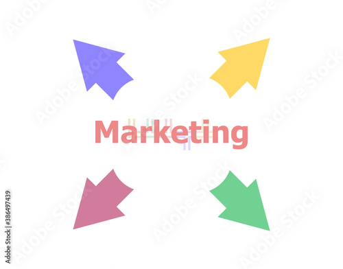 Text Marketing. Business concept . Arrow with word marketing