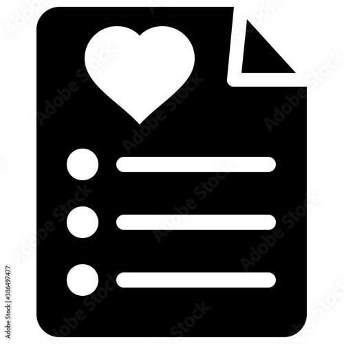 
List with heart sign denoting wish list icon
