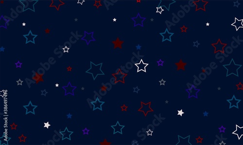 National American Stars Vector Background. USA 11th of November 4th of July Independence Veteran's President's Labor Memorial Day Texture. US Election Border. American Blue, Red, White Falling Stars.