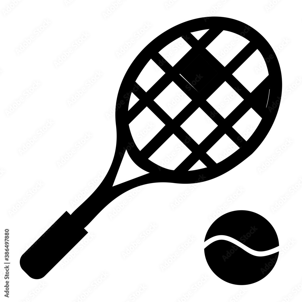 
A tennis racket and a tennis ball for playing tennis
