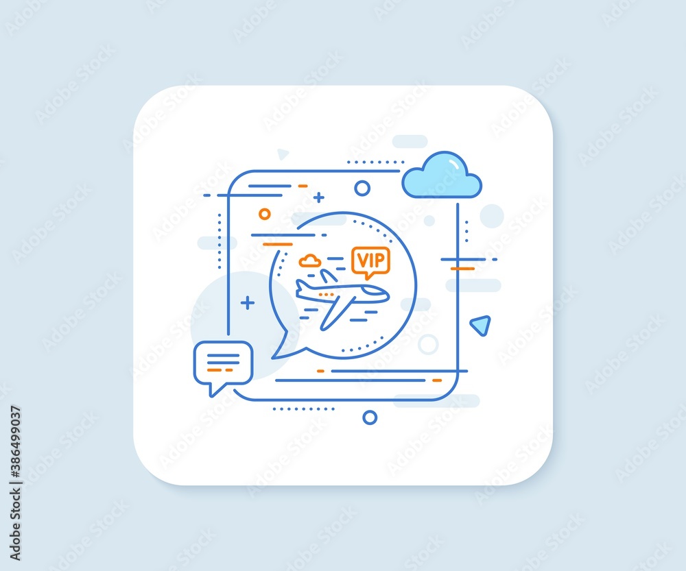 Vip flight line icon. Abstract square vector button. Very important person airplane sign. Charter plane symbol. Vip flight line icon. Speech bubble concept. Vector Vip flight line icon. Abstract square vector button. Very important person airplane sign. Charter plane symbol. Vip flight line icon. Speech bubble concept. Vector
