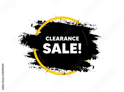 Clearance sale symbol. Paint brush stroke in circle frame. Special offer price sign. Advertising discounts symbol. Paint brush ink splash banner. Clearance sale badge shape. Vector