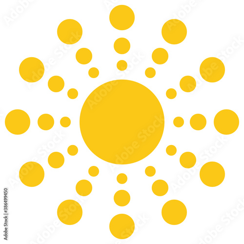 
Flower like sun with thin and thick rays giving the symbol of mayan sun 
