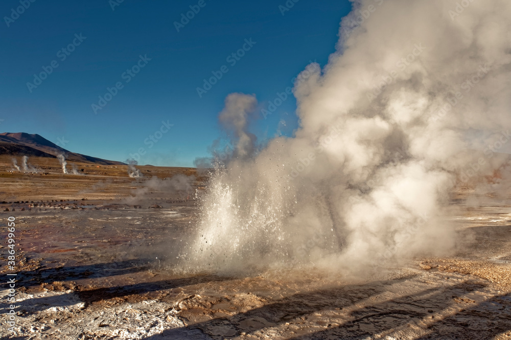 Fototapeta premium Chile, El Tatio - geyser field located in the Andes Mountains.