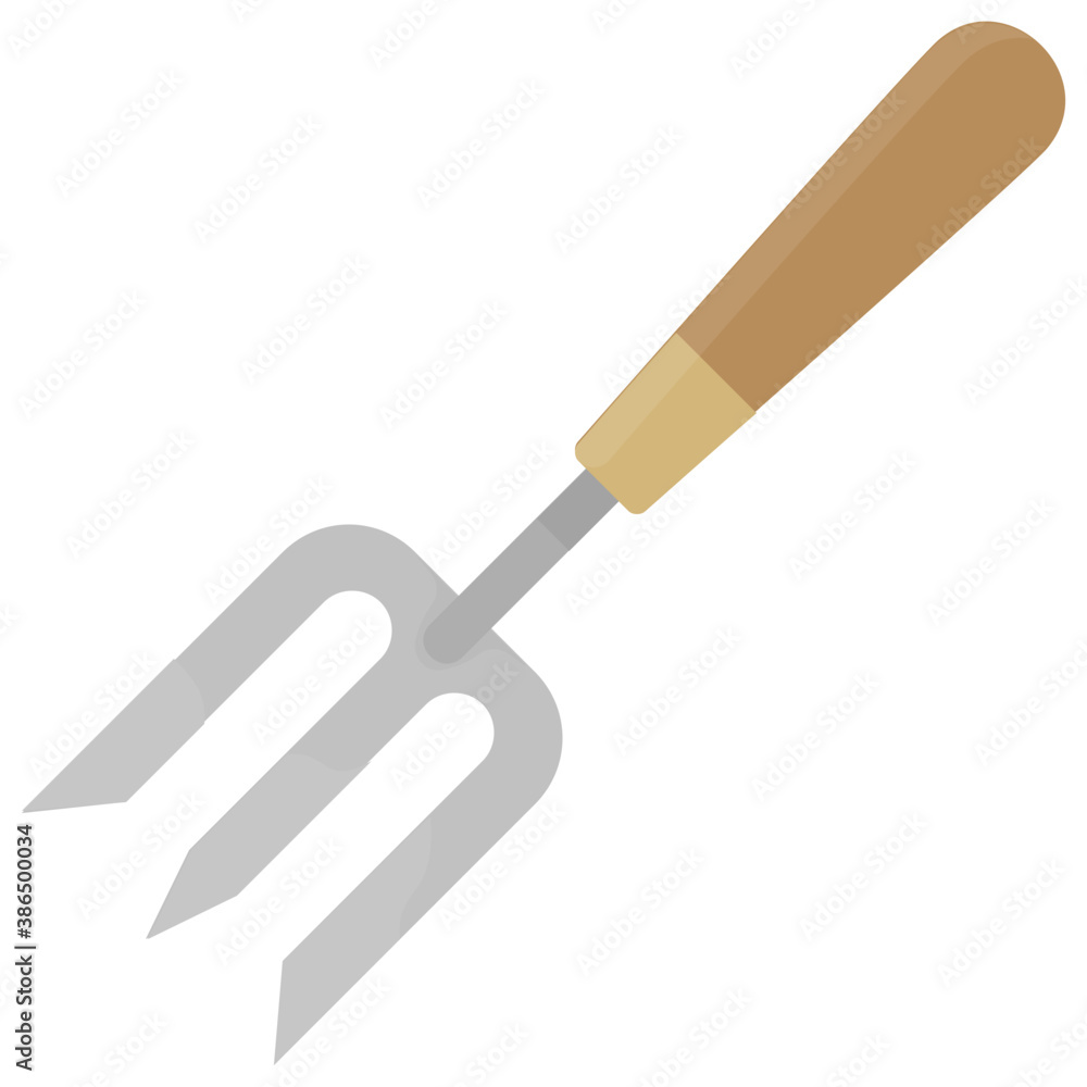 Three cornered tool with wooden handle for grip notion garden fork icon
Three cornered tool with wooden handle for grip notion garden fork icon
